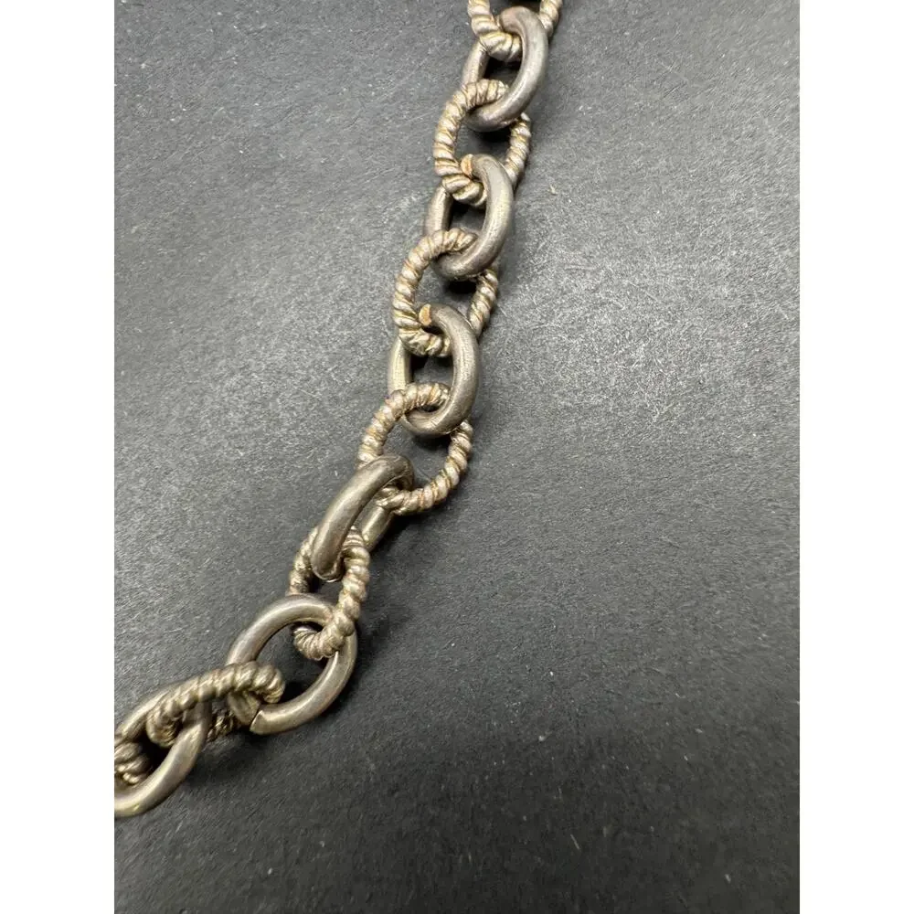 Sterling Silver 925 Judith Ripka Heart Padlock CZ Rolo Chain Link Necklace 17.8